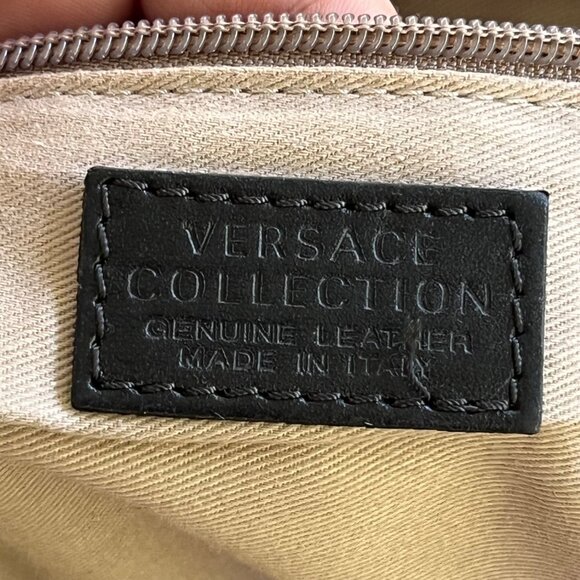 Versace Collection Black Leather Vitello Stampa Alce Medusa Logo Weekender Bag - Picture 6 of 16